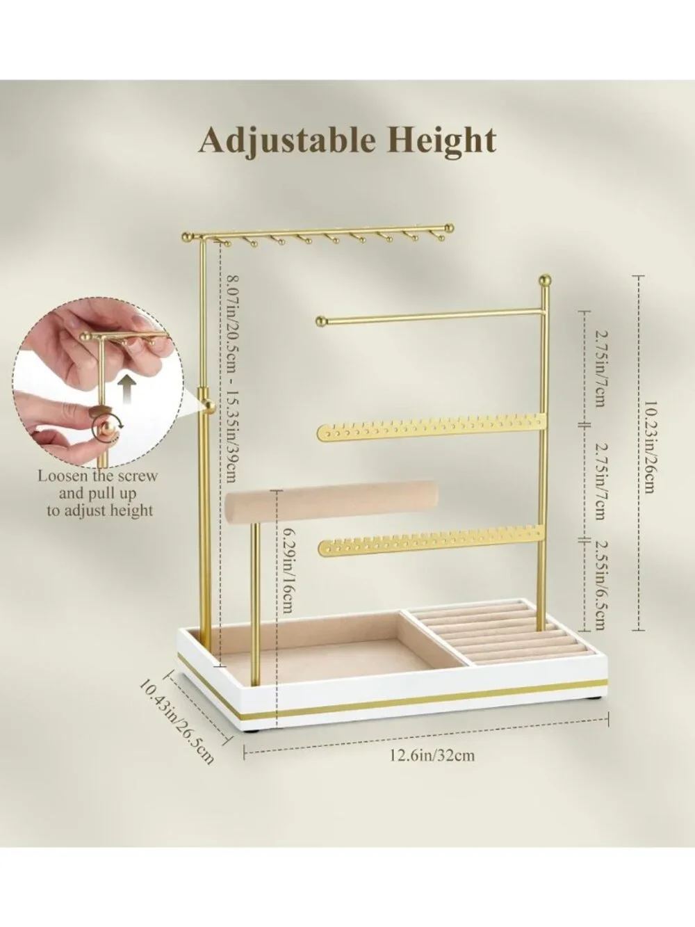 5-Tier Jewelry Organizer Necklace Holder - Elegant Storage for Necklaces